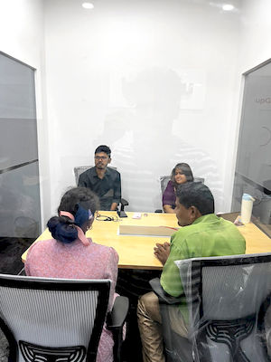 upGrad Madurai office - student and parents with the counselling team after their study abroad session